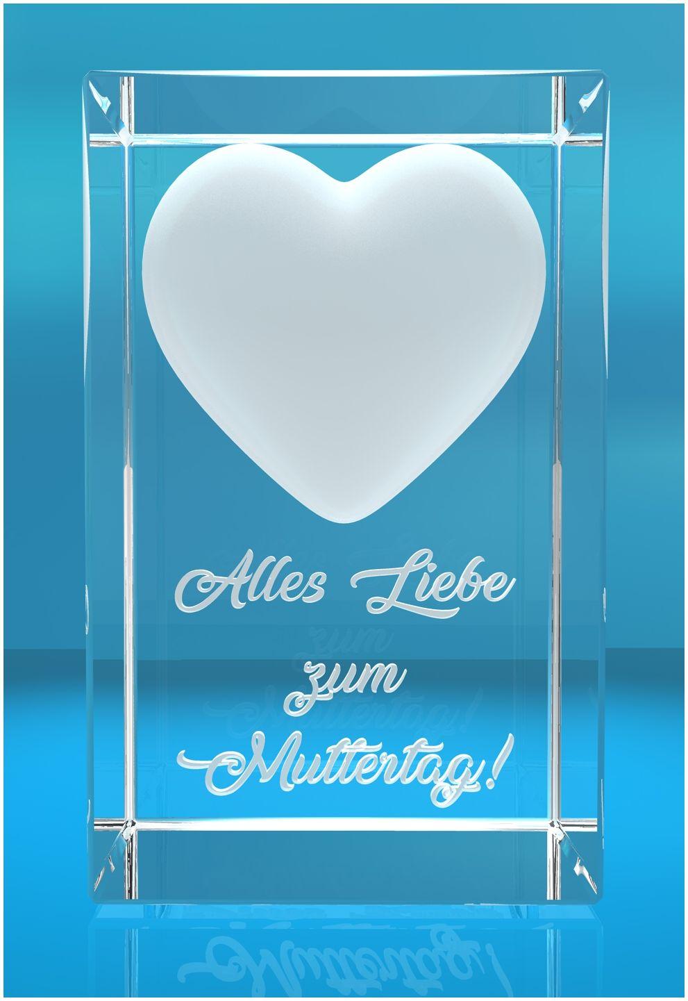 3D Glasquader I Verziertes Herz I Alles Liebe zum Muttertag!