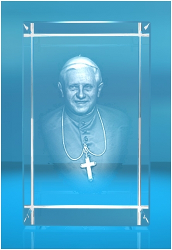 3D Glasquader   Motiv: Papst Benedikt XVI. Joseph Ratzinger
