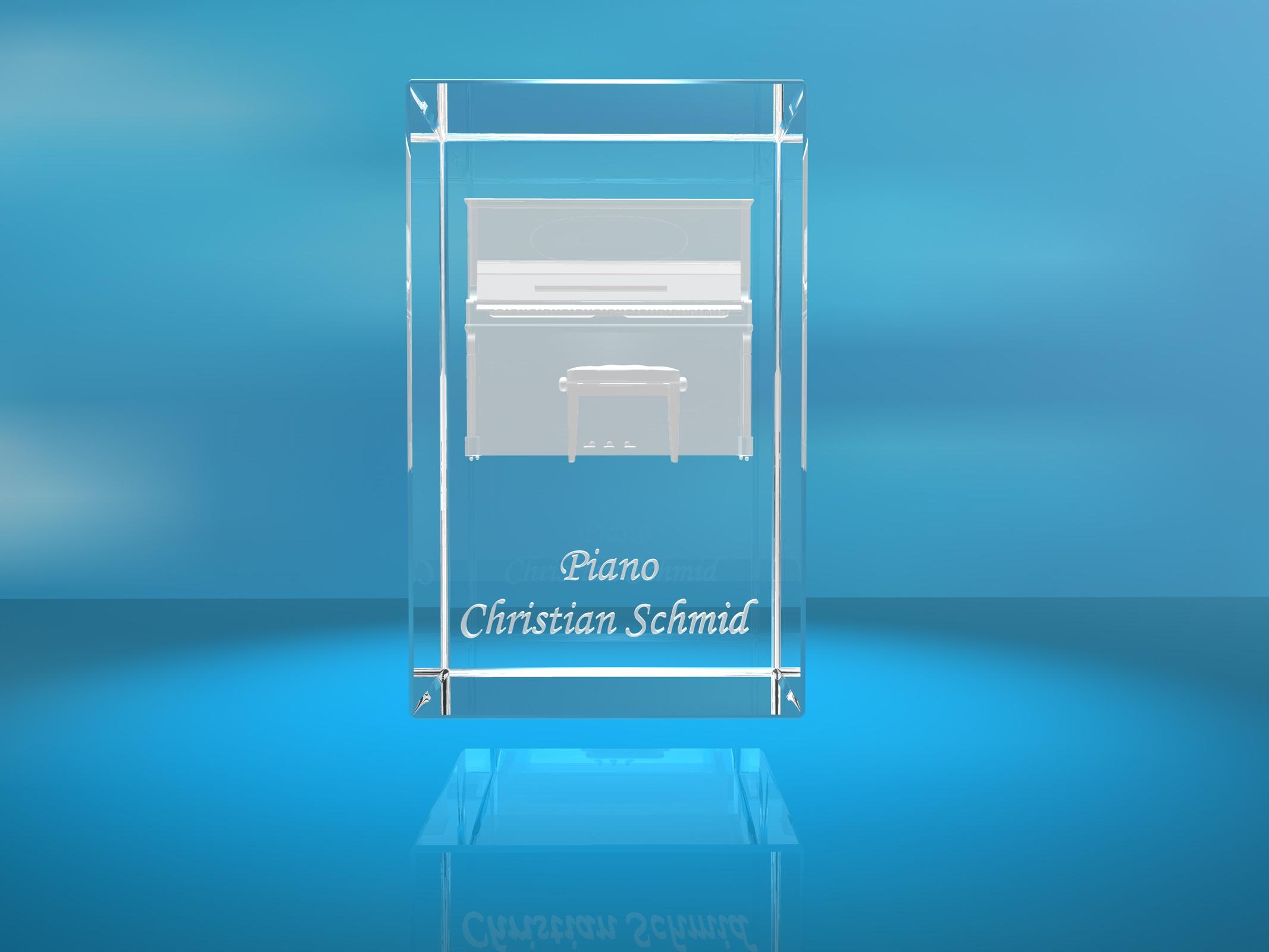 3D Glasquader |Piano mit Wunschnamen |Klavier |Geschenk für Pianisten Musiker Orchester