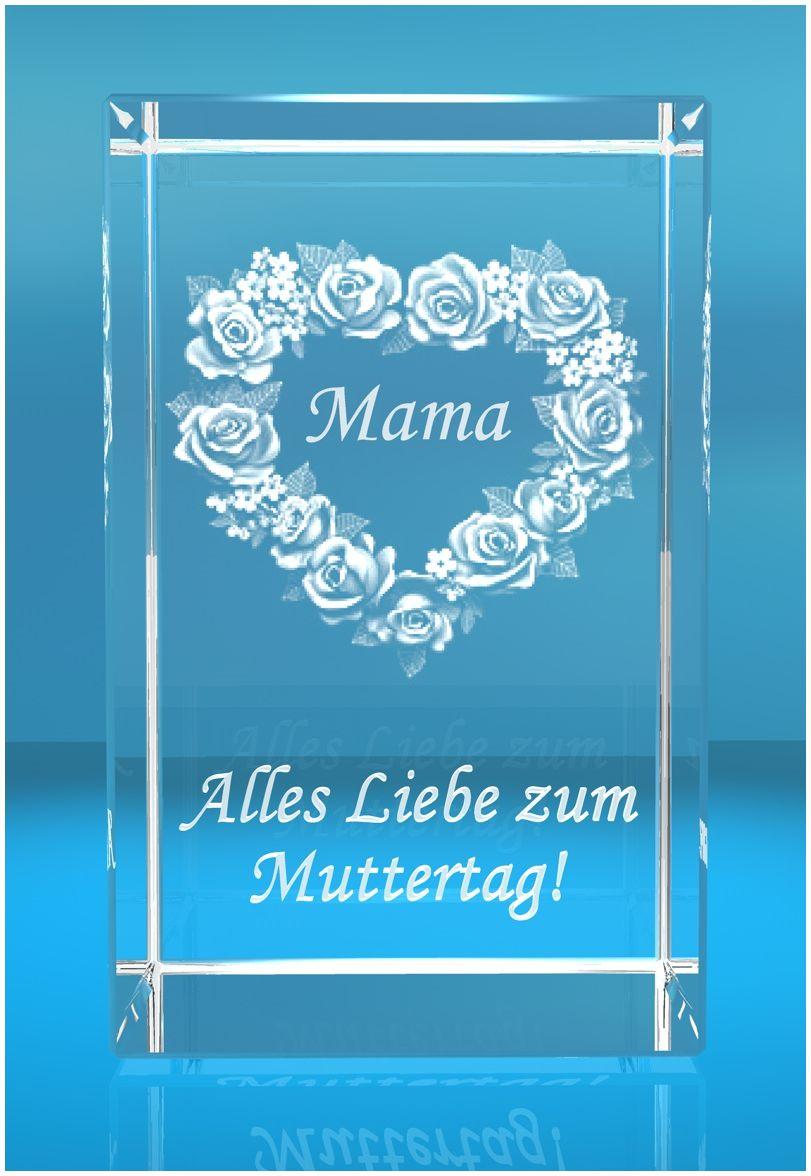 3D Glasquader l Motiv: Rosenherz Alles Liebe zum Muttertag!