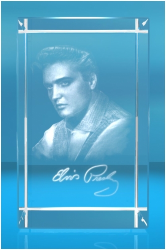 3D Glasquader   Motiv: 3D Autogramm Elvis Presley