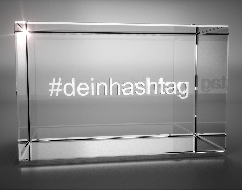 3D Glasquader   Motiv Hashtag   Persönliches Hashtag