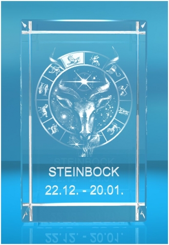 3D Glasquader   Motiv: Sternzeichen Steinbock