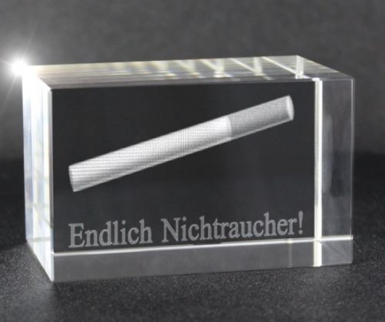 3D Glasquader   Motiv: Zigarette   Endlich Nichtraucher
