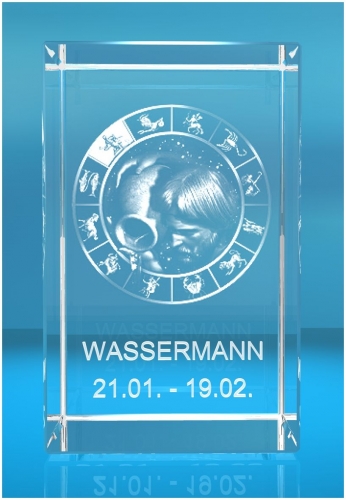 3D Glasquader   Motiv: Sternzeichen Wassermann