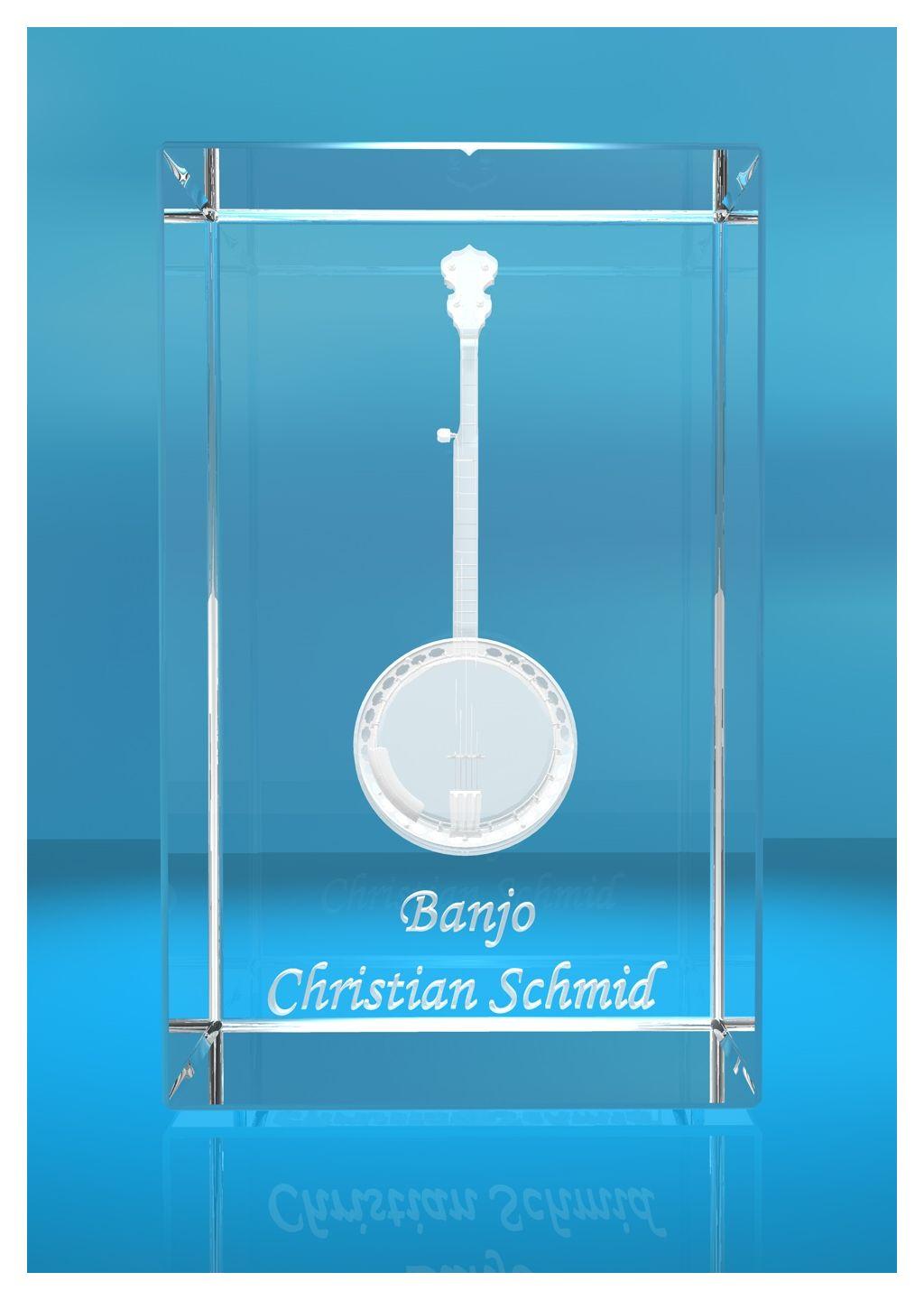 3D Glasquader | Banjo mit Wunschnamen | Geschenk für Banjospieler | Musiker | Bandmitglied