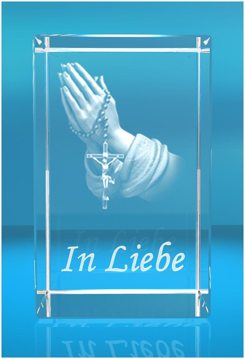 3D Glasquader   Motiv: Betende Hände Text: in Liebe!