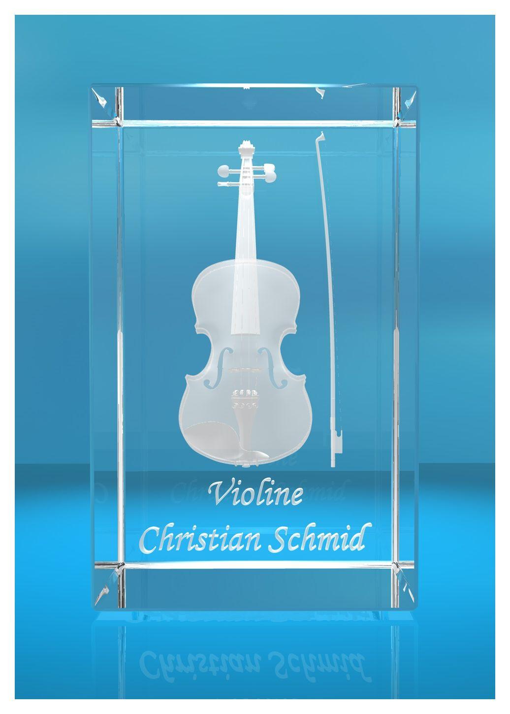 3D Glasquader | Violine mit Wunschnamen | Geschenk für Violinist Violinistin | Musiker | Orchester | Geige |Geiger