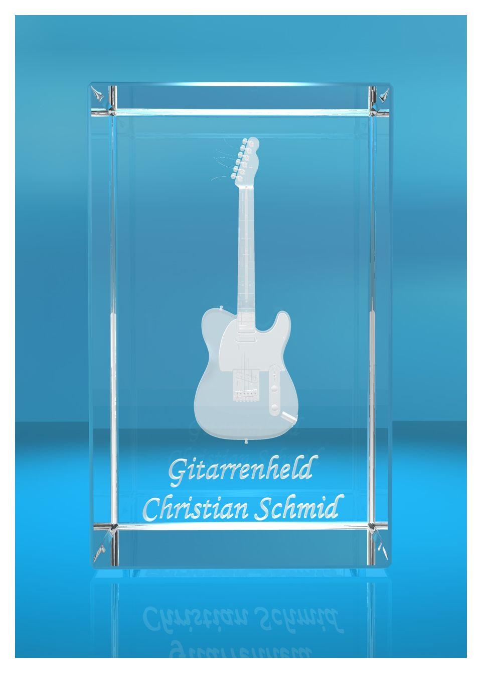 3D Glasquader | Gitarre No. 3 mit Wunschnamen | Geschenk für Gitarrist | Musiker | Bandmitglied | E-Gitarre 