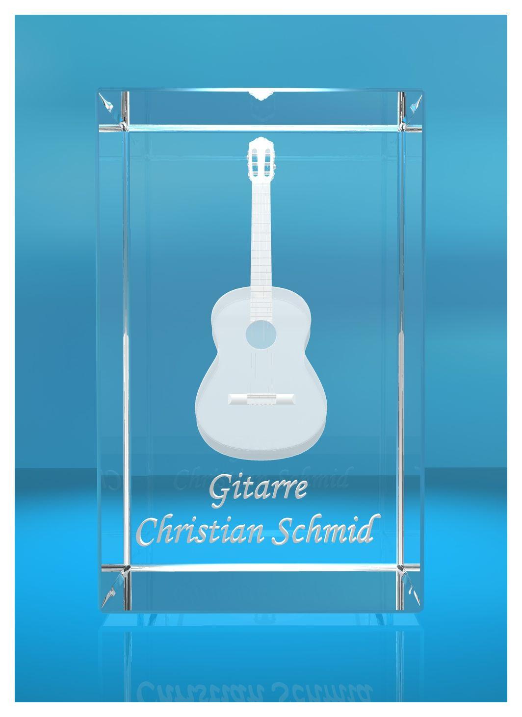 3D Glasquader | Gitarre No. 5 mit Wunschnamen | Geschenk für Gitarrist | Musiker | Bandmitglied | Akustikitarre | Konzertgitarre