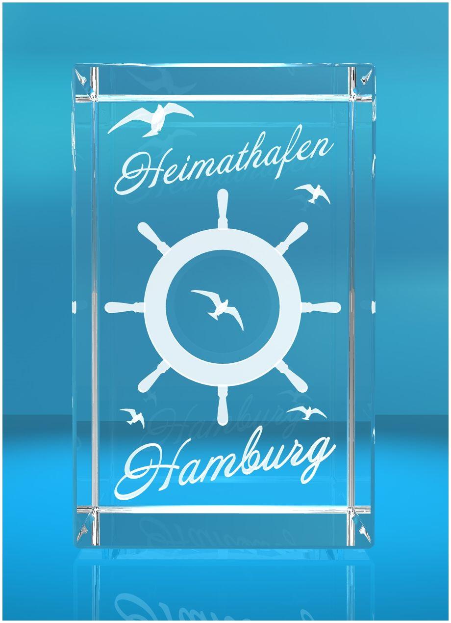 3D Glasquader I Hamburg I Steuerrad mit Text Heimathafen