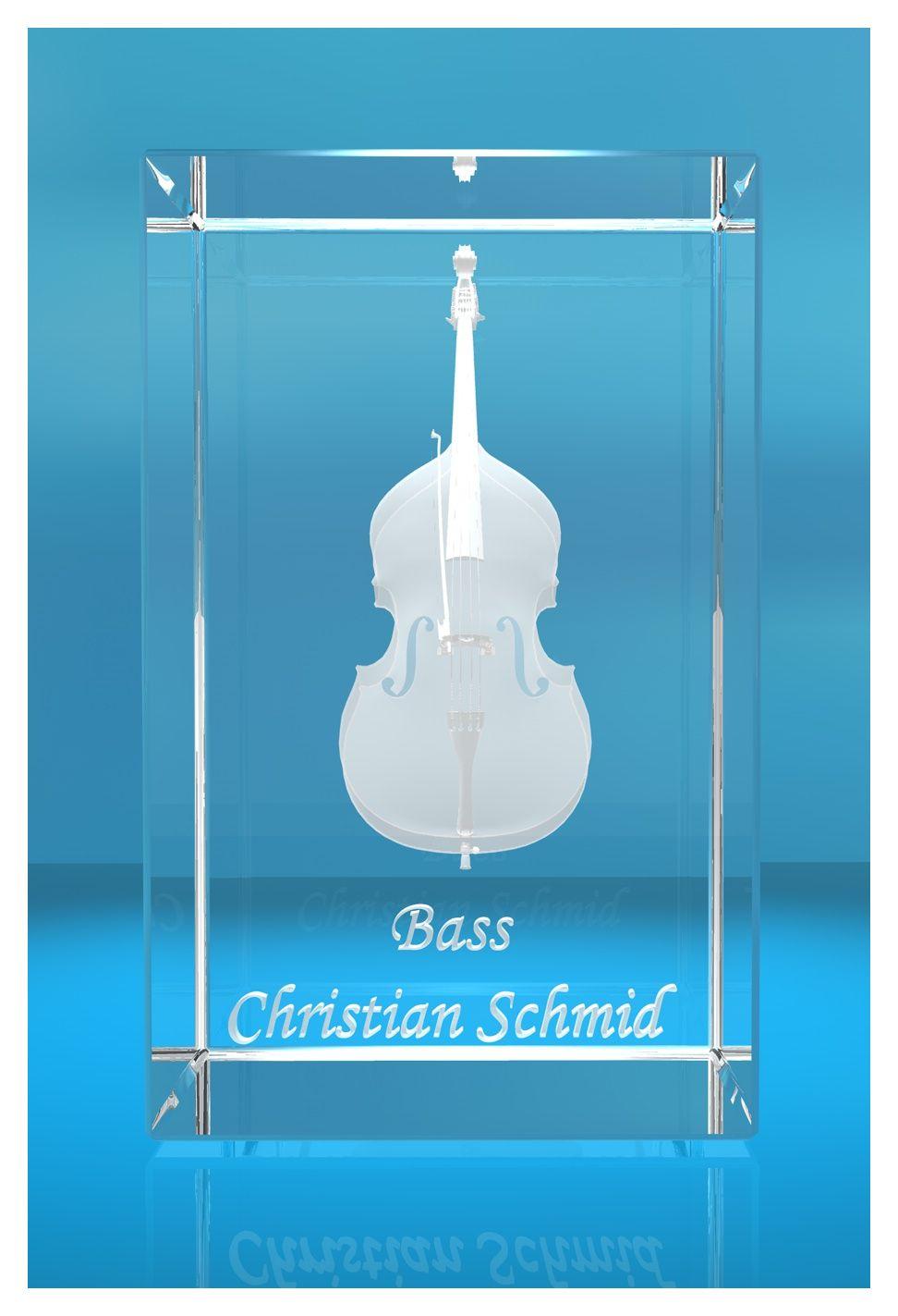 3D Glasquader |Kontrabass | Bass mit Wunschnamen | Geschenk für Bassist | Musiker | Orchester