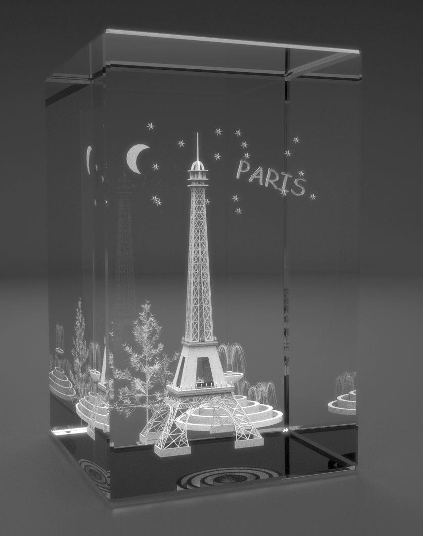3D Glasquader   Motiv: Eiffelturm von Paris (Motiv 2)