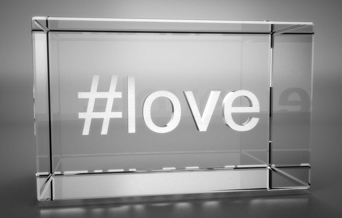 3D Glasquader   Motiv Hashtag   #love