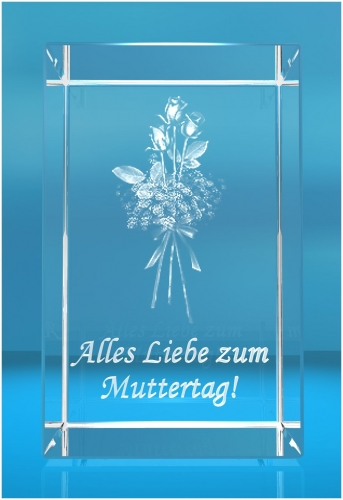 3D Glasquader   Motiv: Rosenstrauss   Alles liebe zum Muttertag!